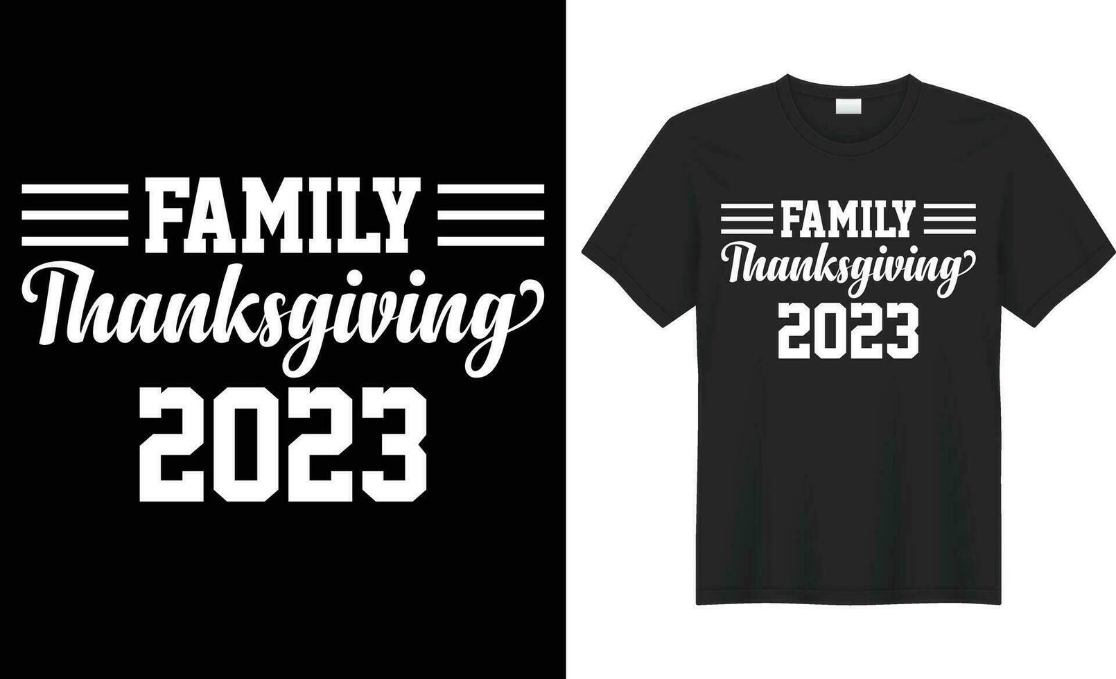 Familie das Erntedankfest 2023 Typografie Vektor T-Shirt Design. perfekt zum drucken Artikel und Tasche, Banner, Aufkleber, Becher, Vorlage. handgeschrieben Vektor Illustration. isoliert auf schwarz Hintergrund.