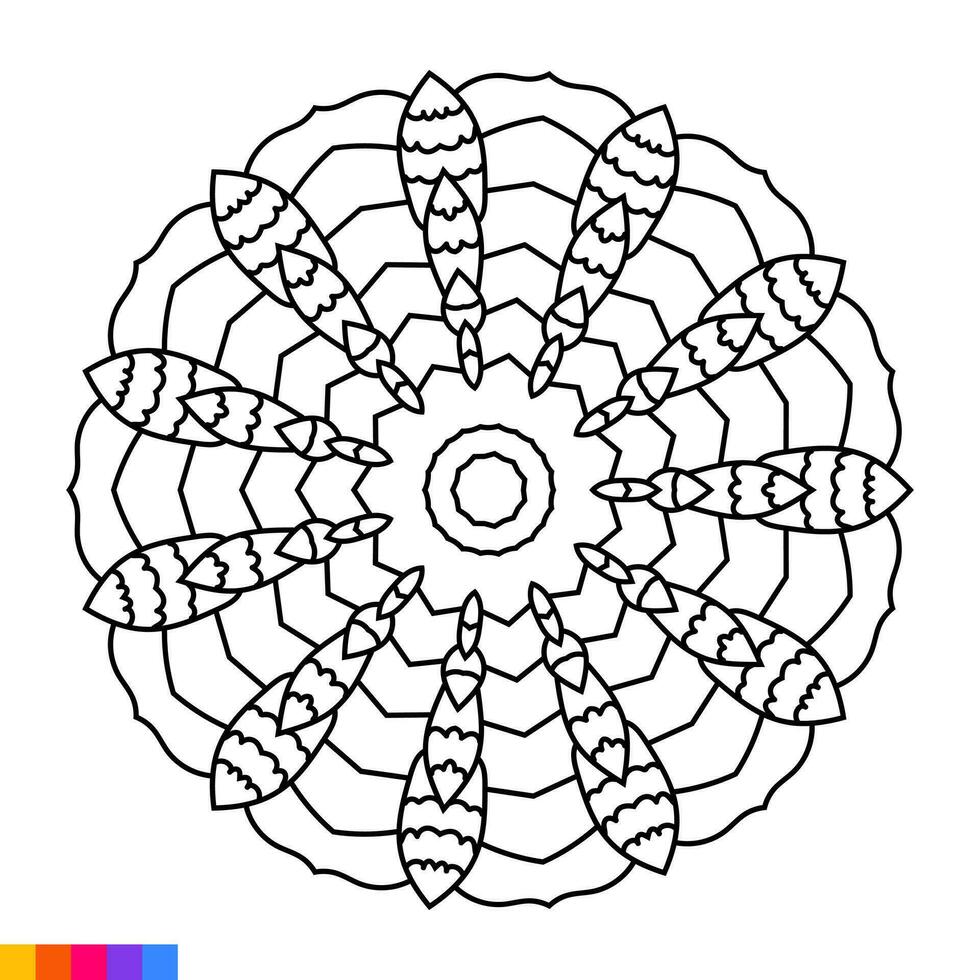 Mandala Kunst zum Färbung Buch. sauber dekorativ runden Ornament. orientalisch Muster, Vektor Illustration Färbung Buch Buchseite. kreisförmig Muster im bilden von Mandala zum Henna, mehndi, Tätowierung, Dekoration.