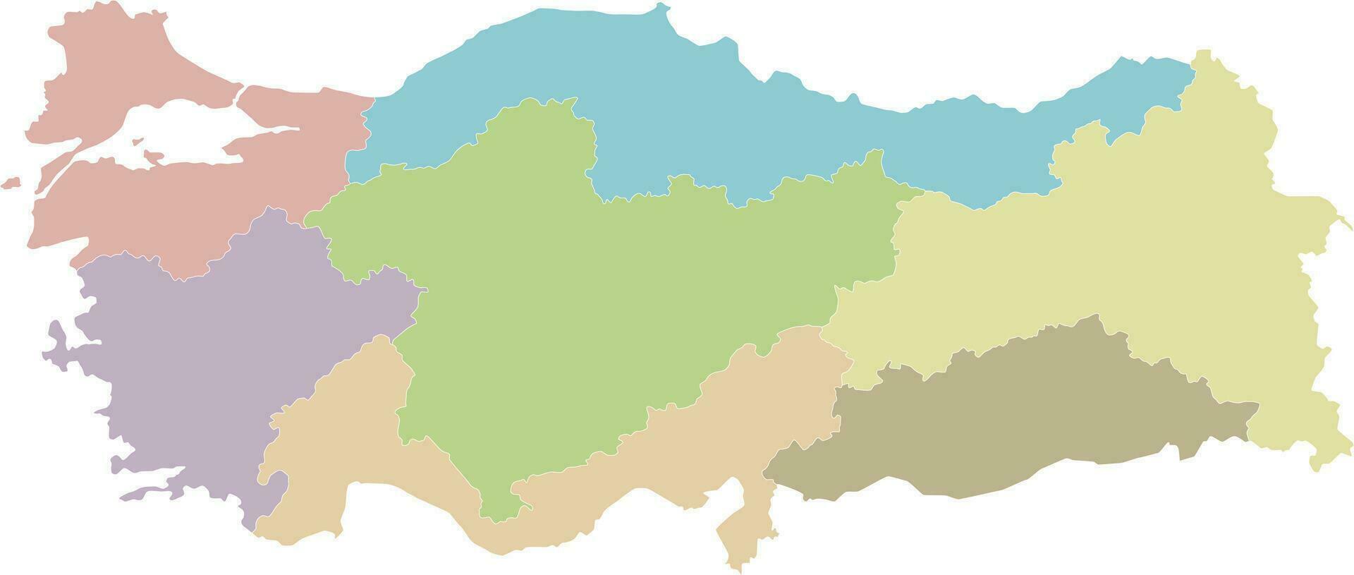 Vektor leer Karte von Truthahn mit Regionen und geografisch Abteilungen. editierbar und deutlich beschriftet Lagen.
