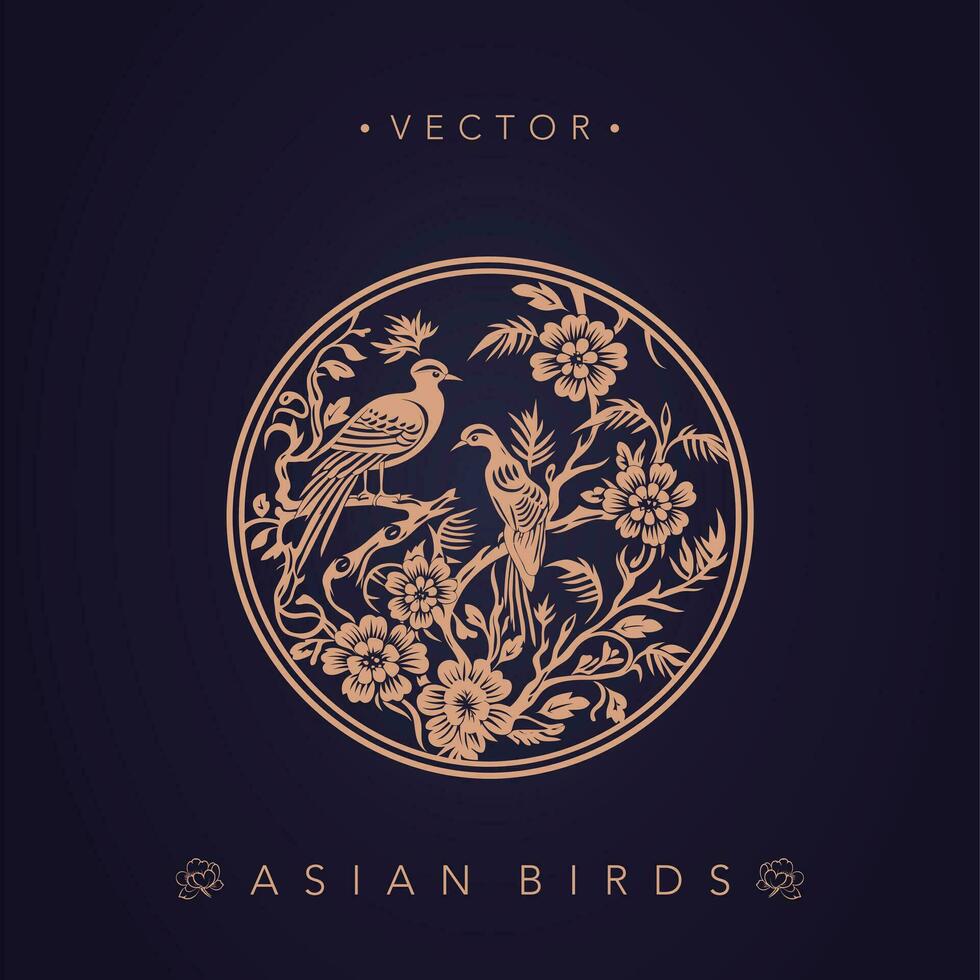 asiatisch traditionell Vogel Muster uralt Chinesisch Blume und Vogel Muster vektor