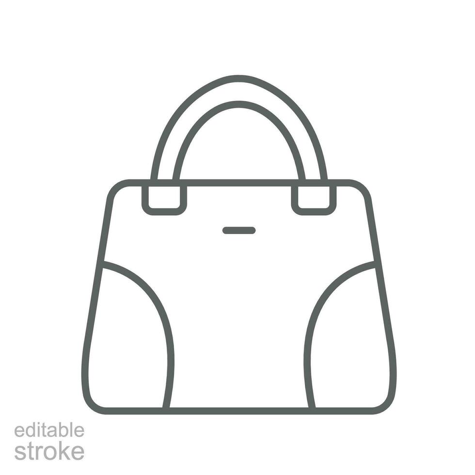 Handtasche Symbol, einfach gefüllt Frau Tasche Zubehörteil. handhaben, weiblich Mode Tasche. Frauen Geldbeutel, Stangenbrot Damen Eimer. Gliederung Stil editierbar Schlaganfall, Vektor Illustration Design auf Weiß Hintergrund. eps 10