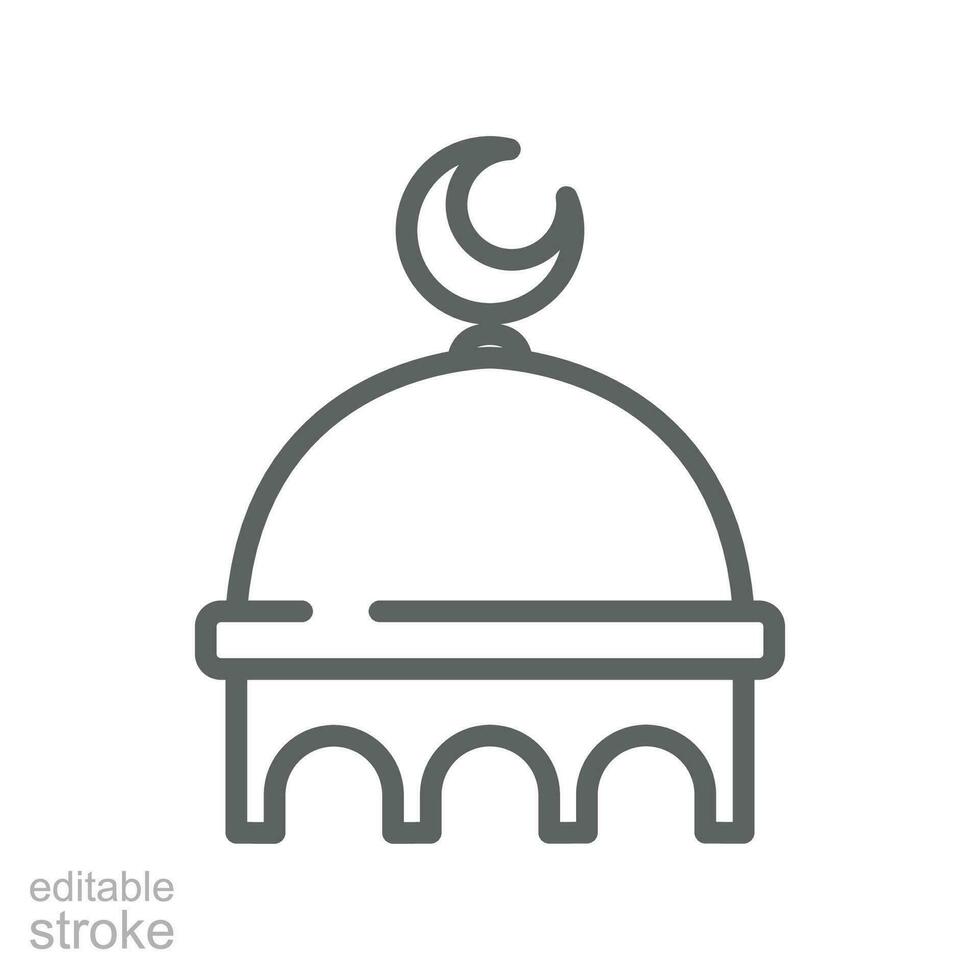 Muslim Moschee Kuppeln Symbol. islamisch Anbetung Ort, Islam Gebet Zimmer zum Religion und Ramadan Symbol. Moslem beten im Gliederung editierbar Schlaganfall. Vektor Illustration. Design auf Weiß Hintergrund eps 10