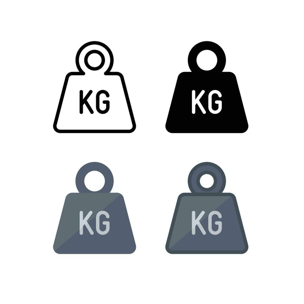 vikt tung kg ikon. hantel enkel kg kilogram skala. tung massa för övning element Gym företag. fast, platt, fylld, översikt stil. vektor illustration design på vit bakgrund. eps 10