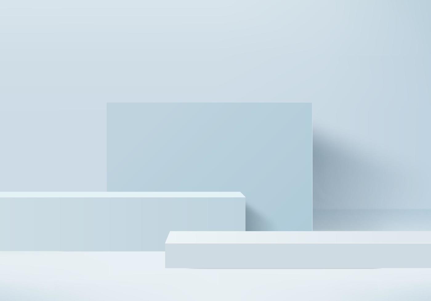 Zylinder abstrakte minimale Szene mit geometrischer Plattform. Sommerhintergrundvektor 3d Rendering mit Podium. stehen, um kosmetische Produkte zu zeigen. Bühnenvitrine auf Sockel modernes 3D-Studio blau Pastell vektor