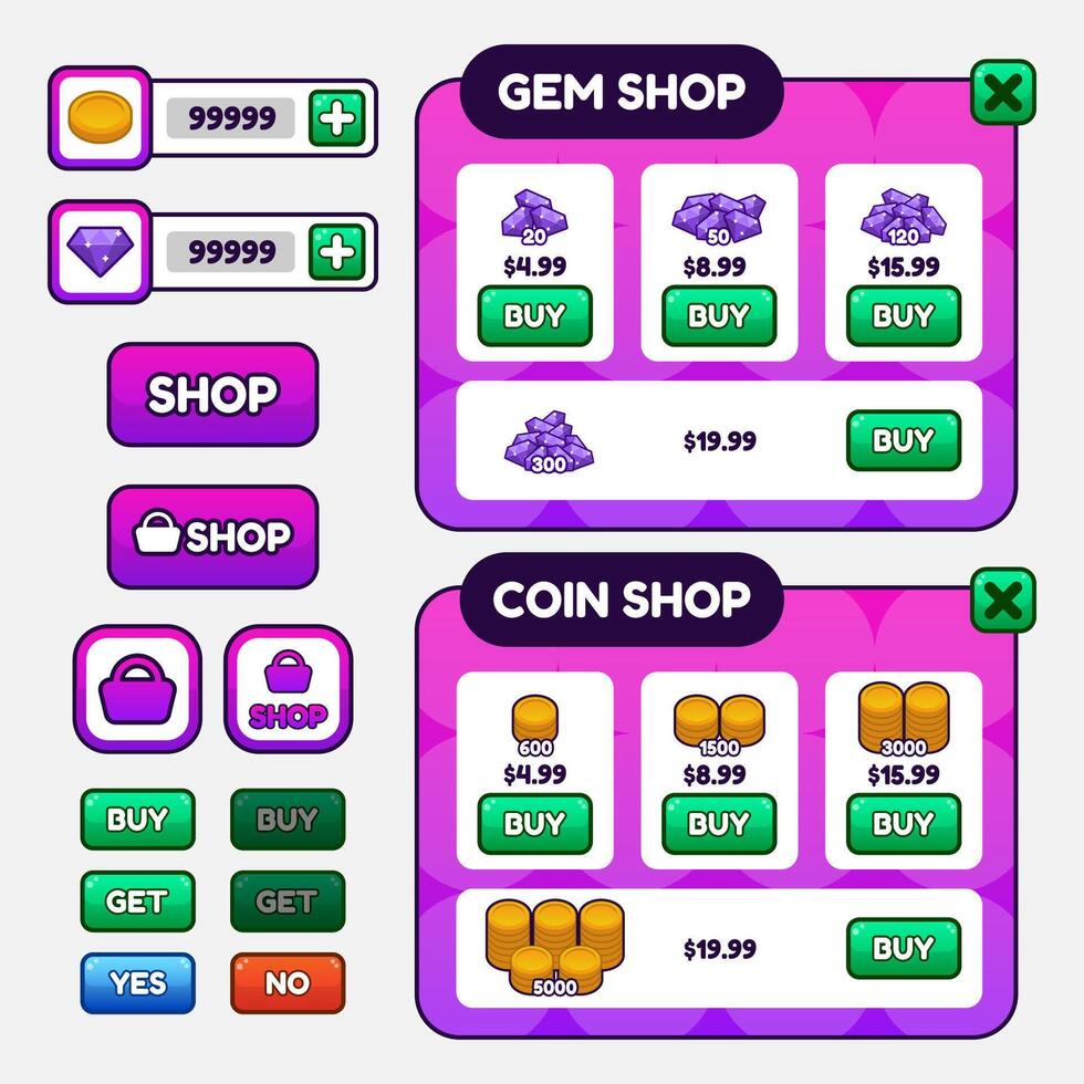 vektor spel mall gui kit. spel grafiskt användargränssnitt gui för att bygga webb och mobila spel och appar.