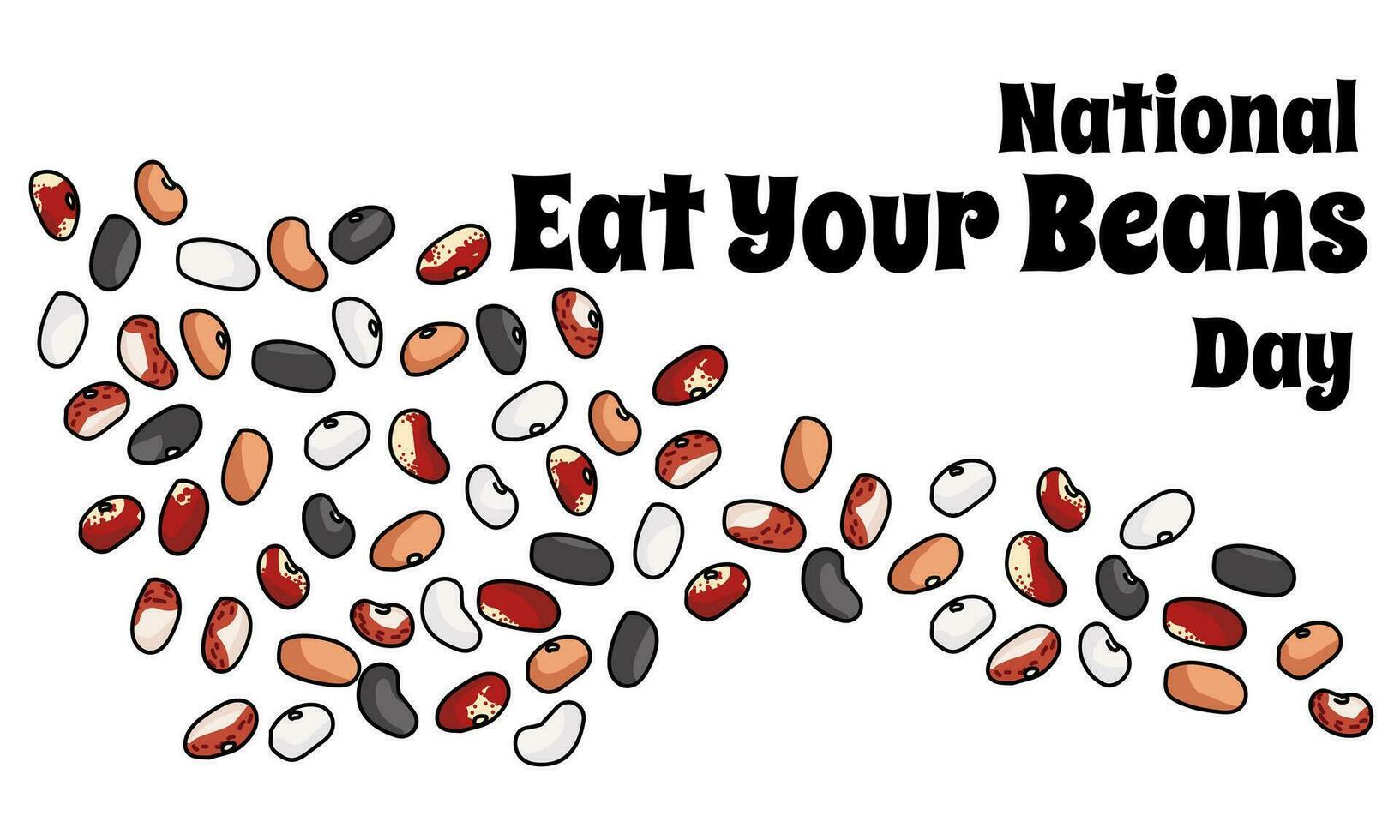 nationell äta din bönor dag, aning för en horisontell affisch, baner, flygblad, vykort vektor