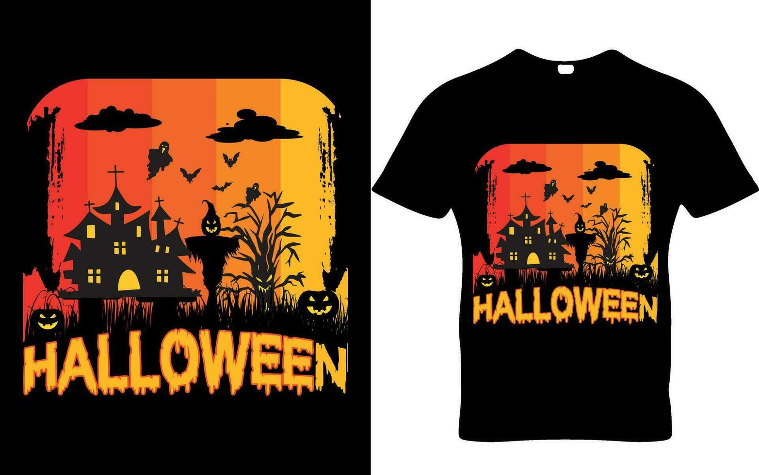 Vektor Halloween unheimlich Kürbis Nacht T-Shirt Design