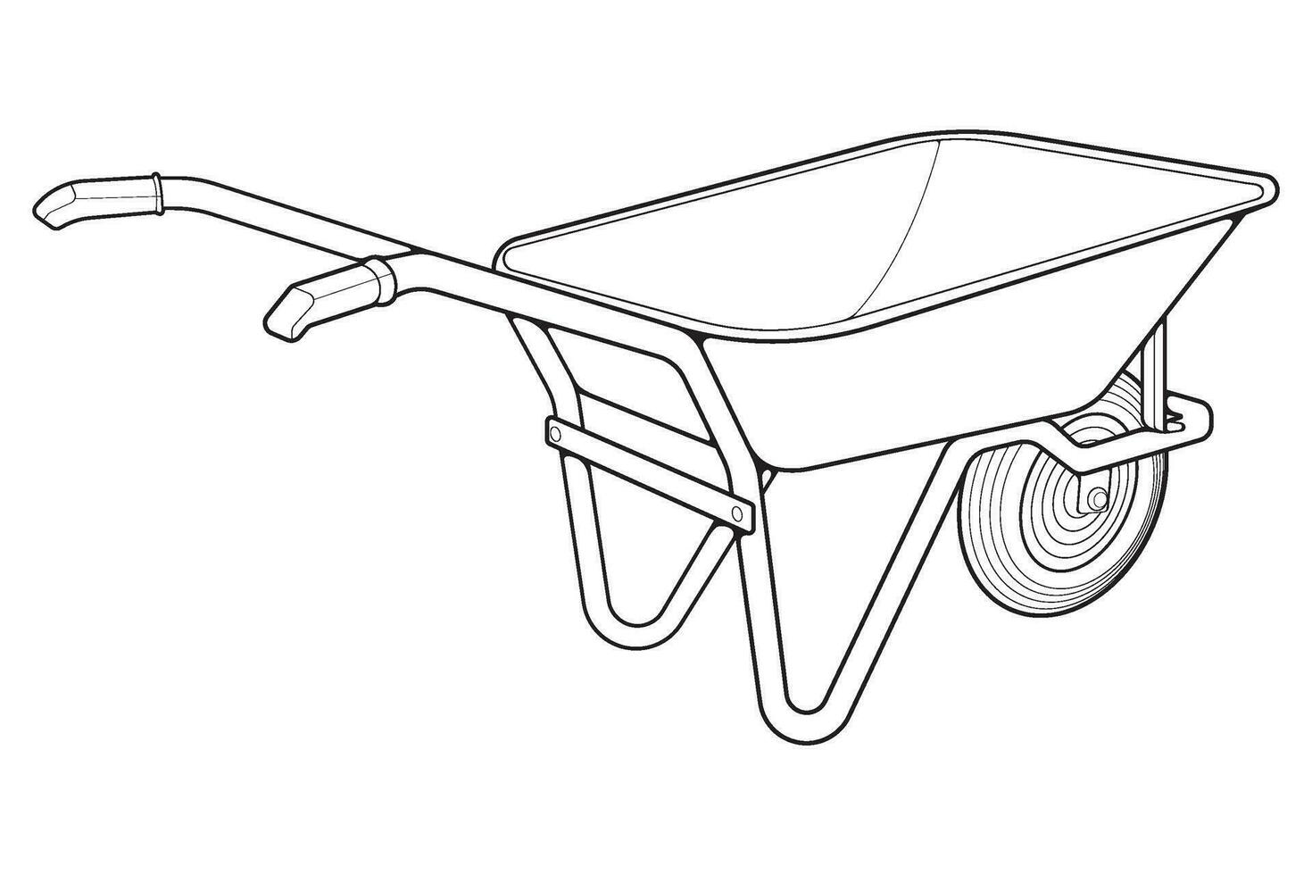 enda hjul kärra vektor .vagn linje konst vektor illustration isolerat på vit bakgrund. hjul kärra översikt illustration.