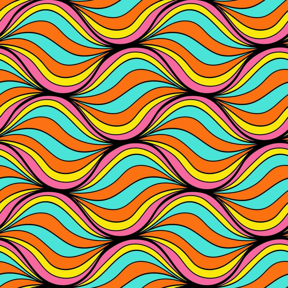 nahtlos Wellen Muster im modisch hell Farben. geometrisch gestreift Ornament mit viele Linien vektor