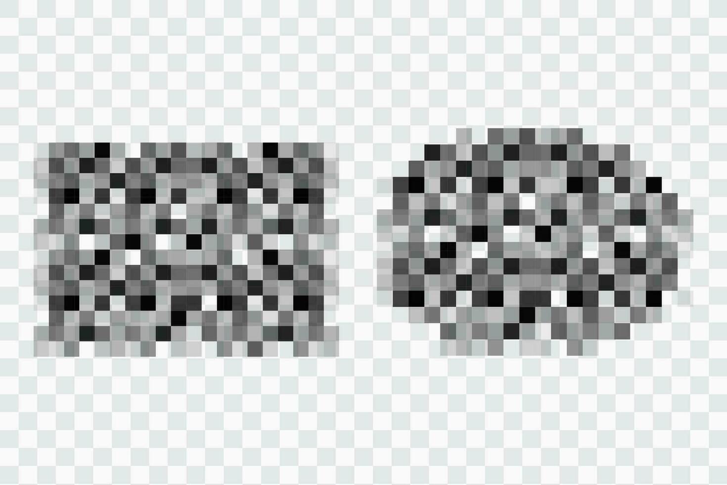 uppsättning censurera pixel mosaik- bar, enkel grå fläck klander ram på transparent bakgrund. vektor illustration