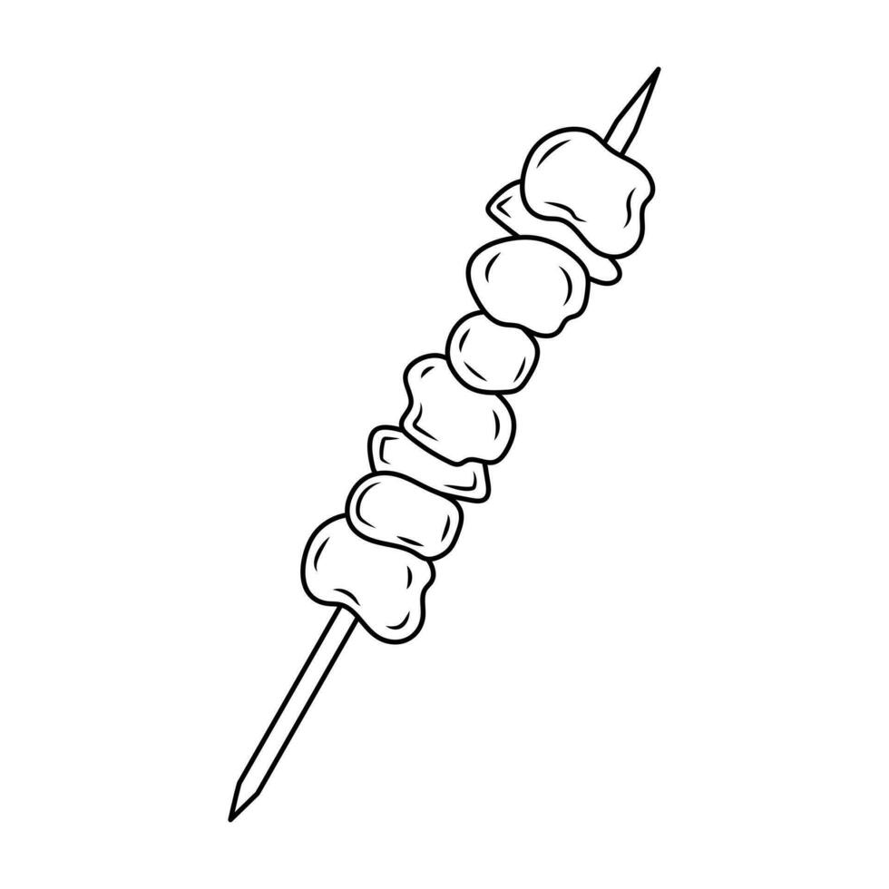 Grill Fleisch, lula Kebab oder Schaschlik. Fleisch auf ein Spieß linear Symbol. Hand gezeichnet Gekritzel Illustration. vektor