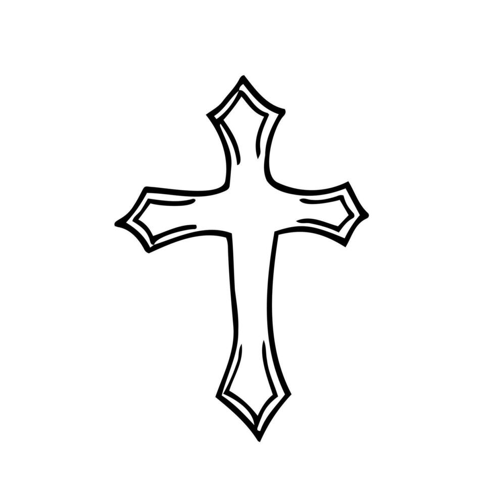 kristen påsk korsa vektor klotter. isolerat vektor på vit bakgrund. religion kristen korsa skiss