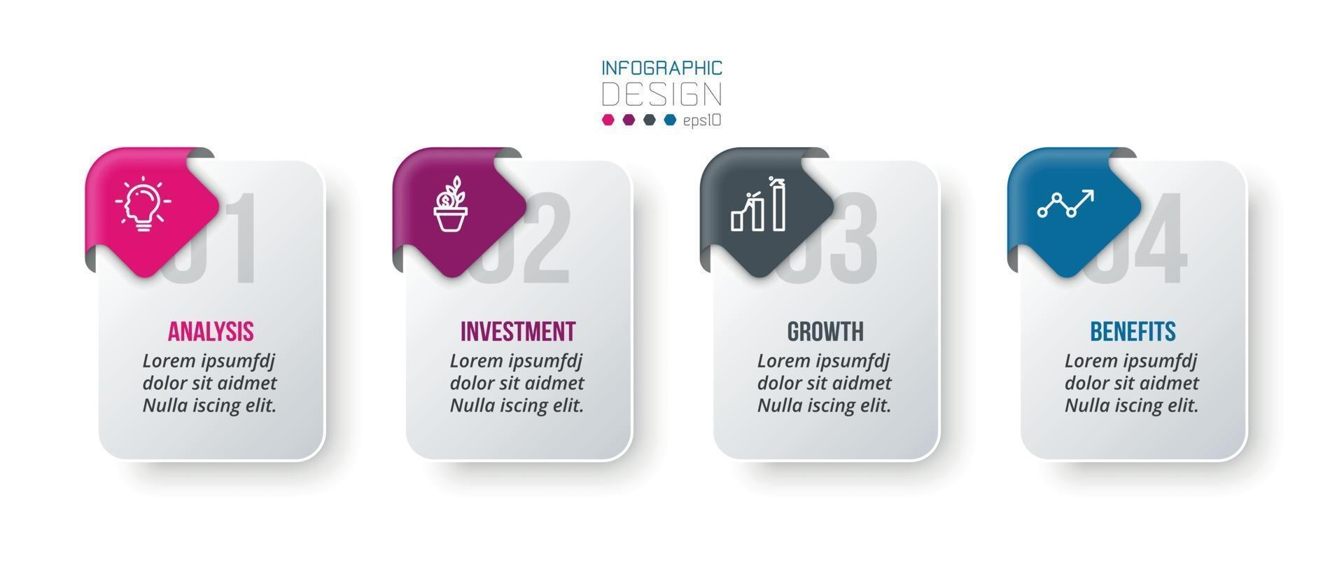 Business-Infografik-Vorlage mit Schritt- oder Optionsdesign. vektor