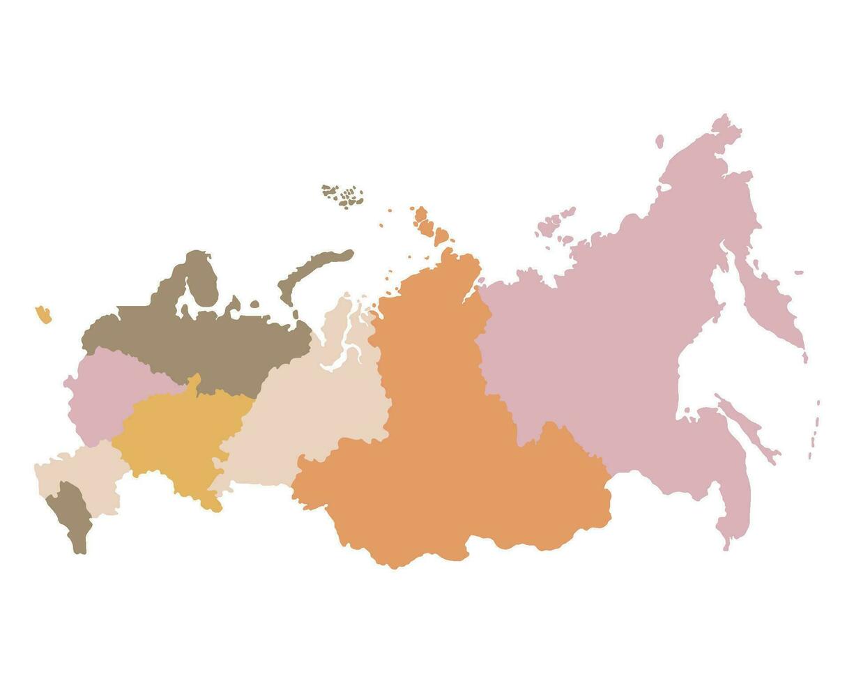 ryssland Karta i färgrik. Karta av ryssland i administrativ regioner. vektor
