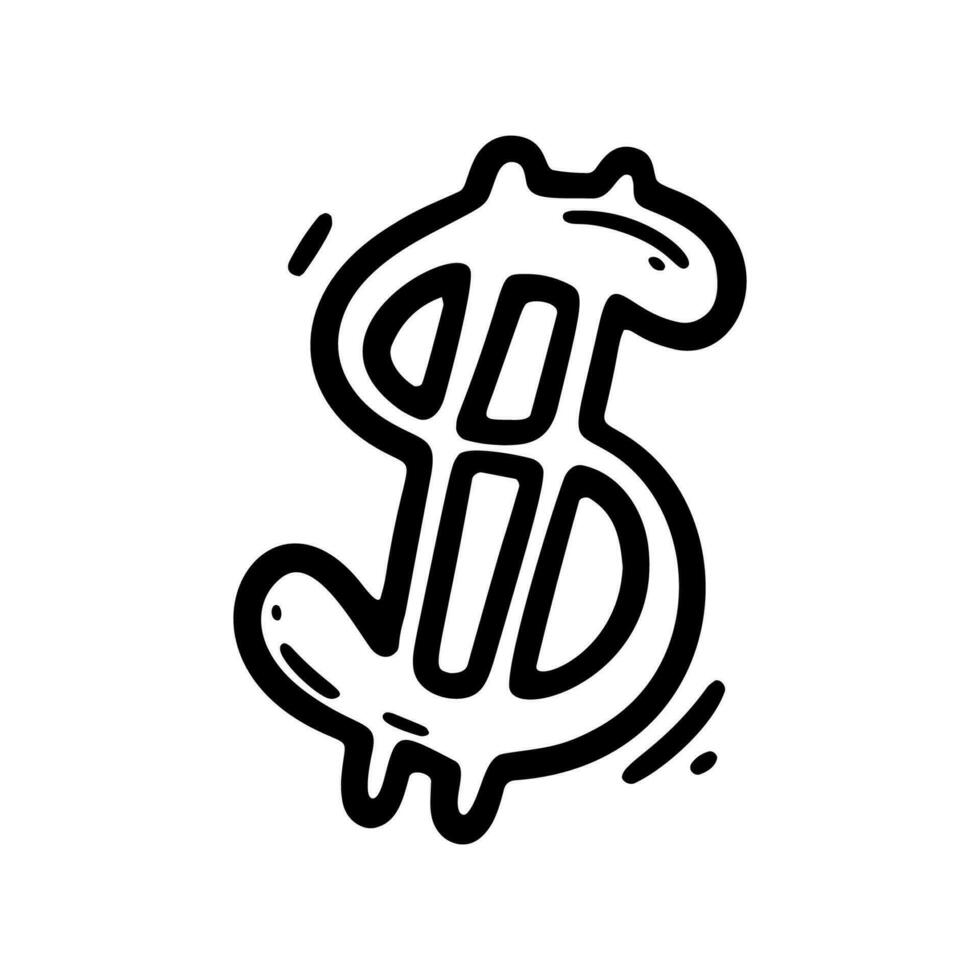 dollar sjunga i klotter stätta. hand dragen vektor illustration. finansiell valuta, wellness och rikedom symbol