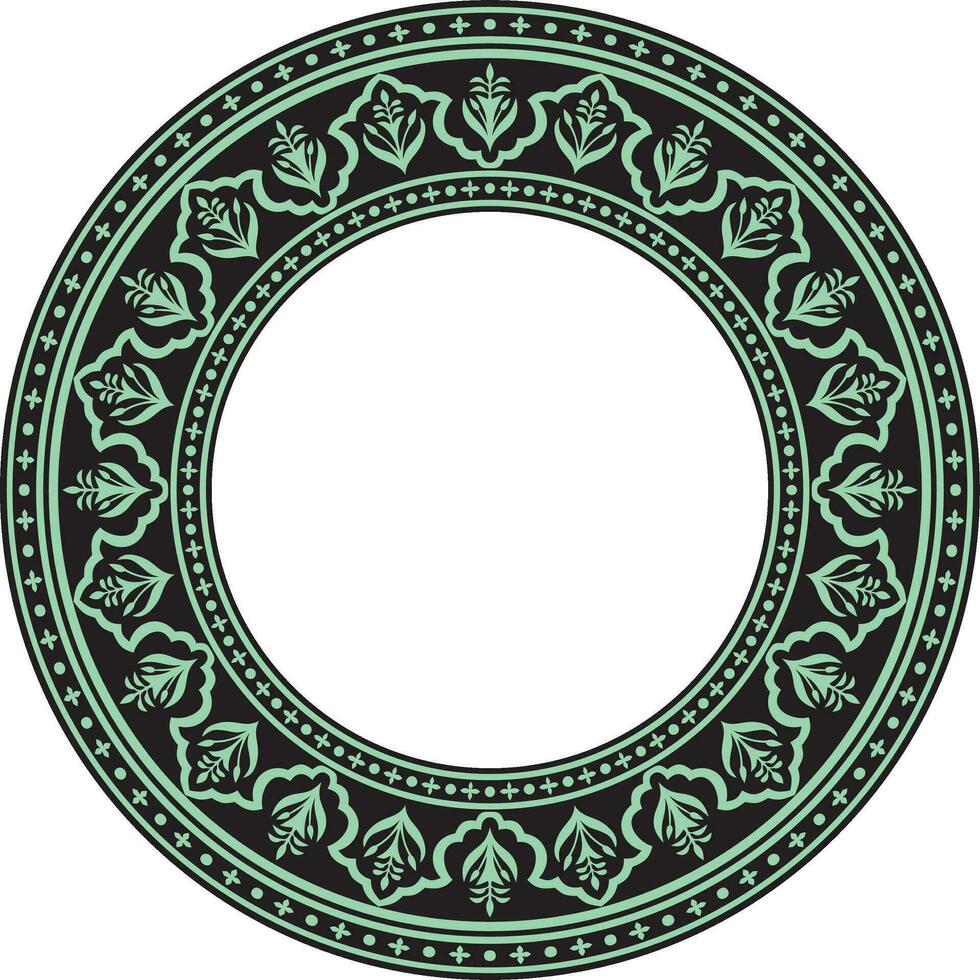 vektor runda nationell grön med svart prydnad av gammal persien. iranian etnisk cirkel, ringa, gräns, ram