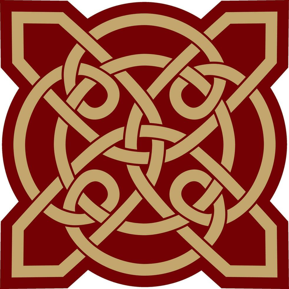 Vektor Gold und rot keltisch Knoten. Ornament von uralt europäisch Völker. das Zeichen und Symbol von das irisch, schottisch, Briten, Franken