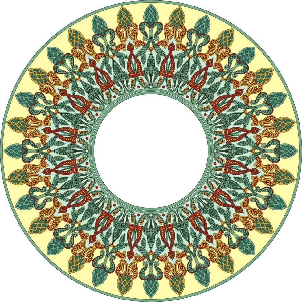 Vektor farbig runden orientalisch Ornament. Arabisch gemustert Kreis von Iran, Irak, Truthahn, Syrien. persisch rahmen, Rand