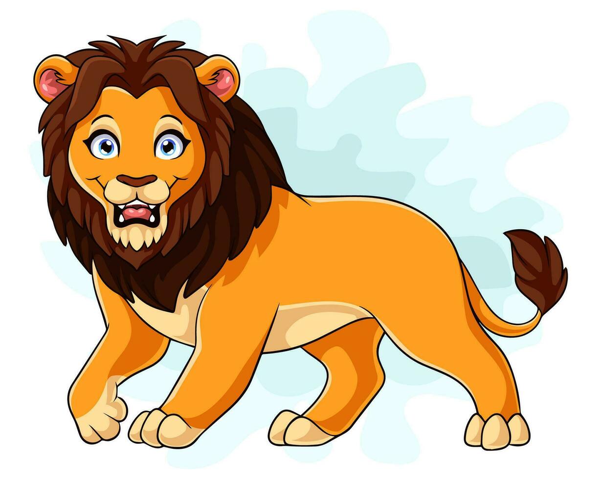 tecknad lyckligt lejon isolerad på vit bakgrund vektor