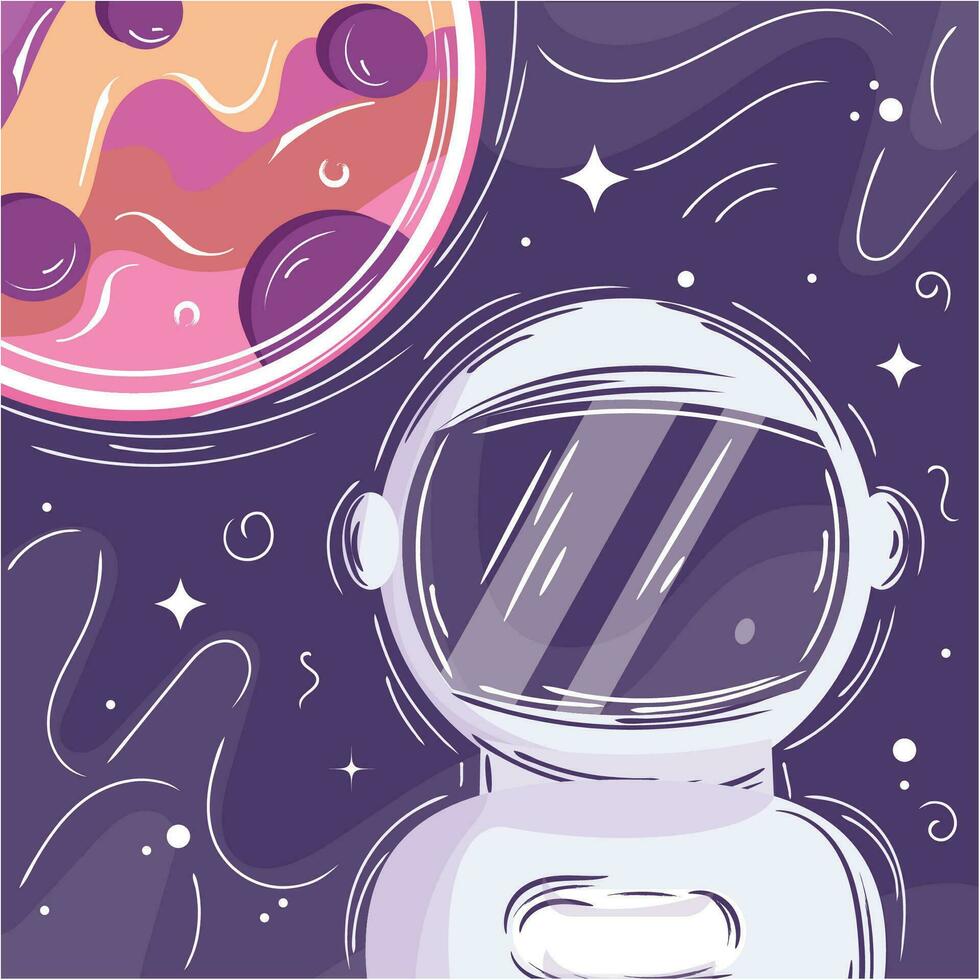 süß Tafel skizzieren von ein Astronaut auf Raum Vektor Illustration