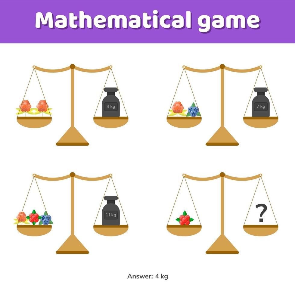 vektor illustration. matematikspel för barn i skolan och förskolan