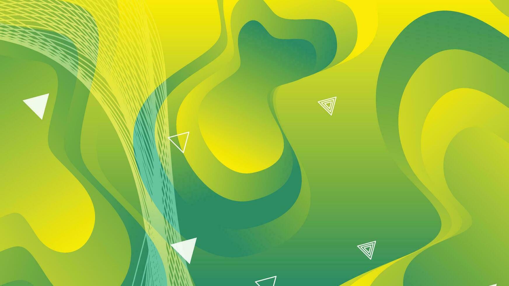 grön och gul lutning vätska Vinka abstrakt bakgrund vektor
