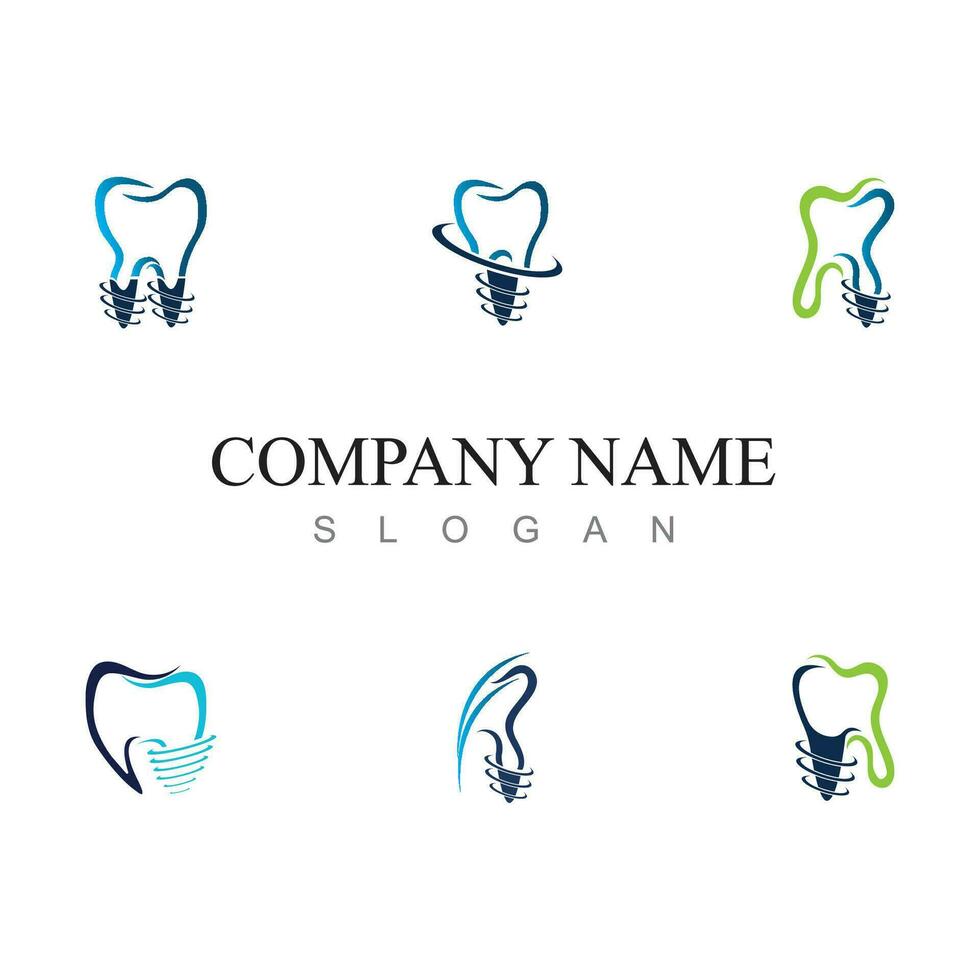 dental implantera logotyp design begrepp vektor, dental vård logotyp mall vektor