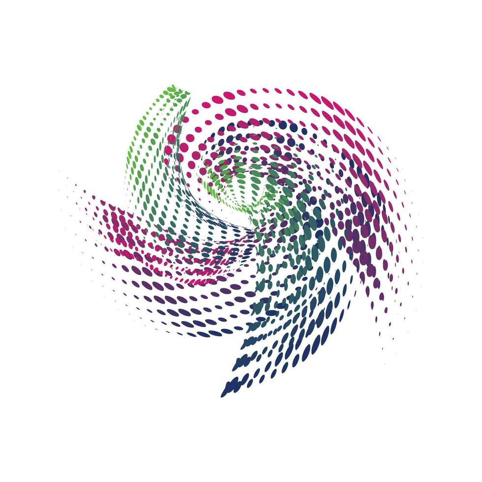 Druck Blau Rosa mit ein gepunktet Rosa Blume Strudel Logo, ein kreisförmig Punkt Muster mit Blau und Rosa Farben, Punkt Gradient Symbol Logo kreisförmig gestalten Spiral- Halbton Kreis vektor