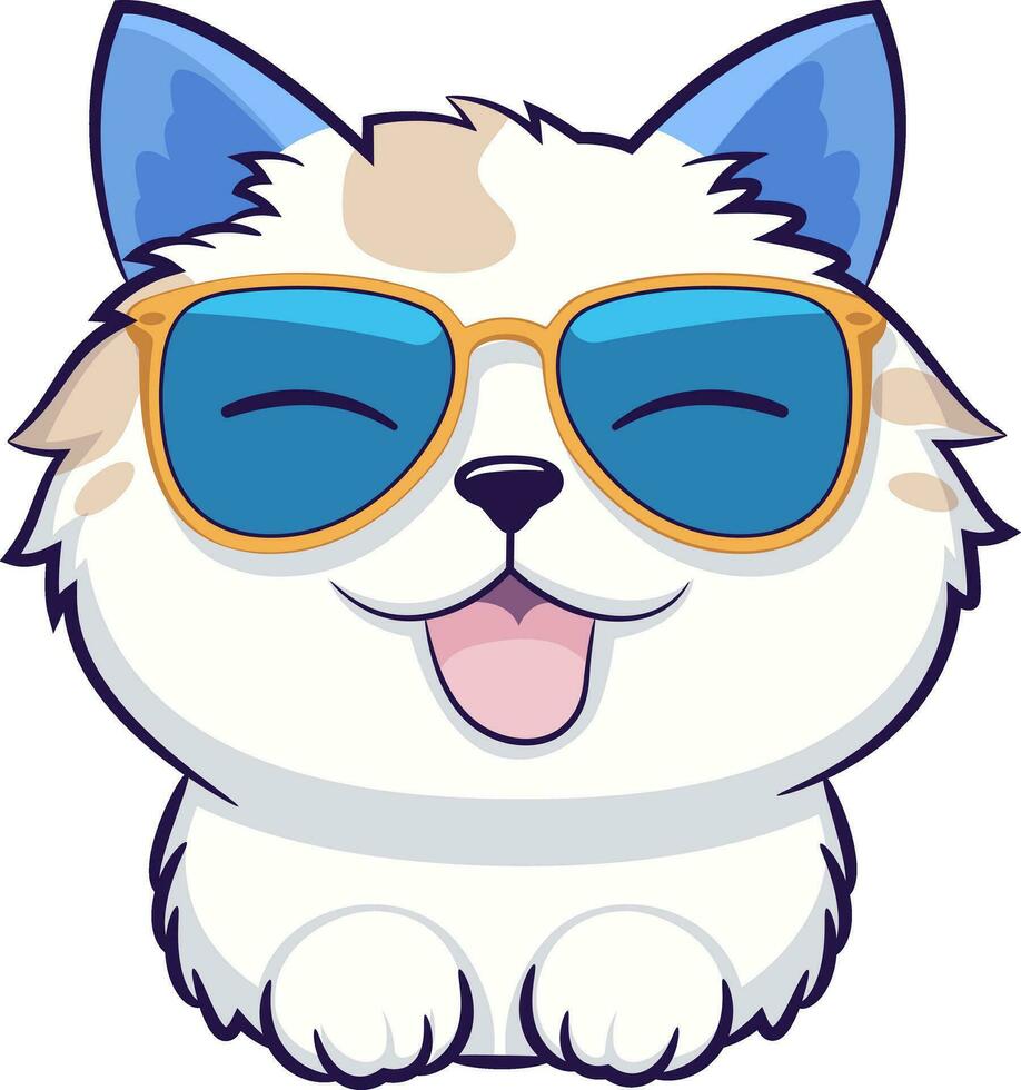 kawaii Katze - - ein süß glücklich Katze tragen Sonnenbrille Vektor Illustration