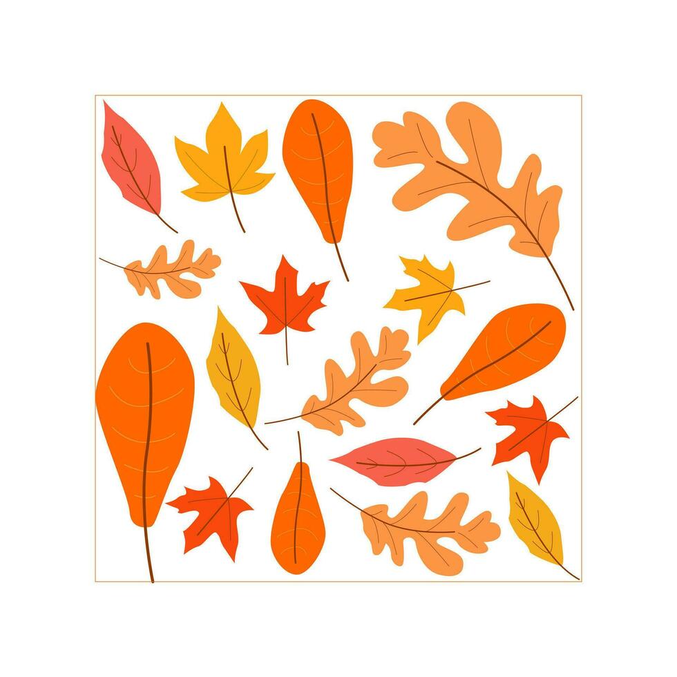 höst säsong blad illustration. höst löv uppsättning, isolerat på vit bakgrund. enkel tecknad serie platt stil, vektor illustration.