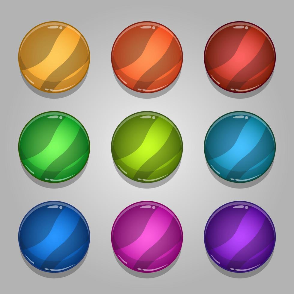ikoner för isometriska spelelement, färgrik isolerad vektorillustration av blank knapp för cirkel för abstrakt platt spelkoncept vektor