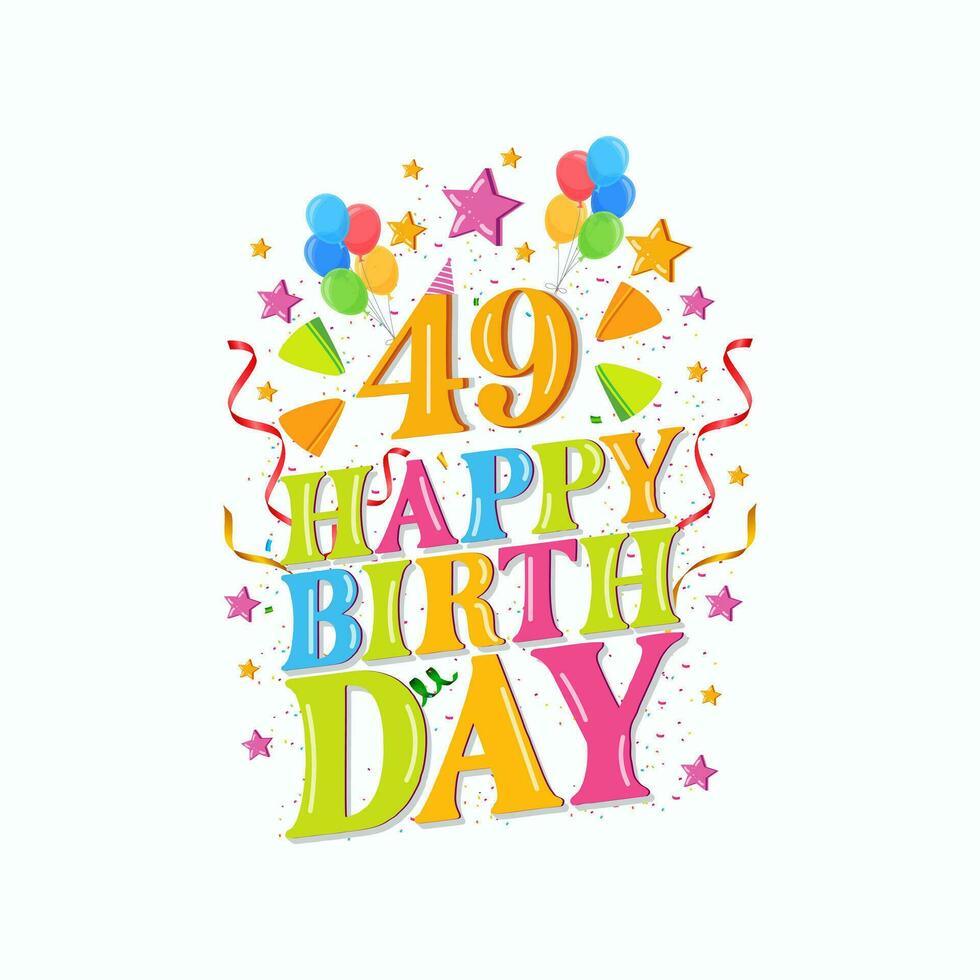 49 .. glücklich Geburtstag Logo mit Luftballons, Vektor Illustration Design zum Geburtstag Feier, Gruß Karte und Einladung Karte.