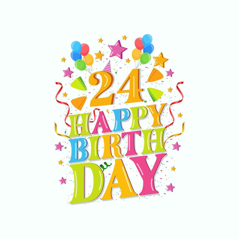 24 .. glücklich Geburtstag Logo mit Luftballons, Vektor Illustration Design zum Geburtstag Feier, Gruß Karte und Einladung Karte.