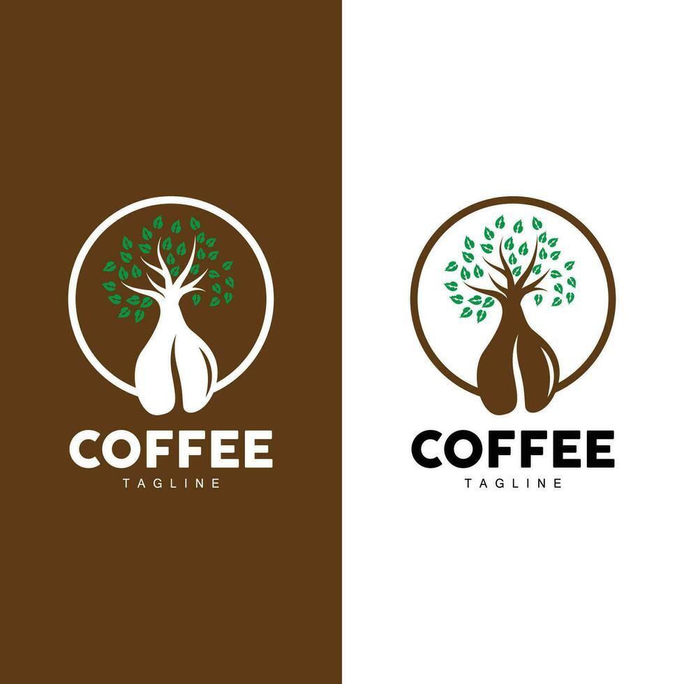 kaffe logotyp design, kaffe träd dryck vektor, mall symbol illustration vektor