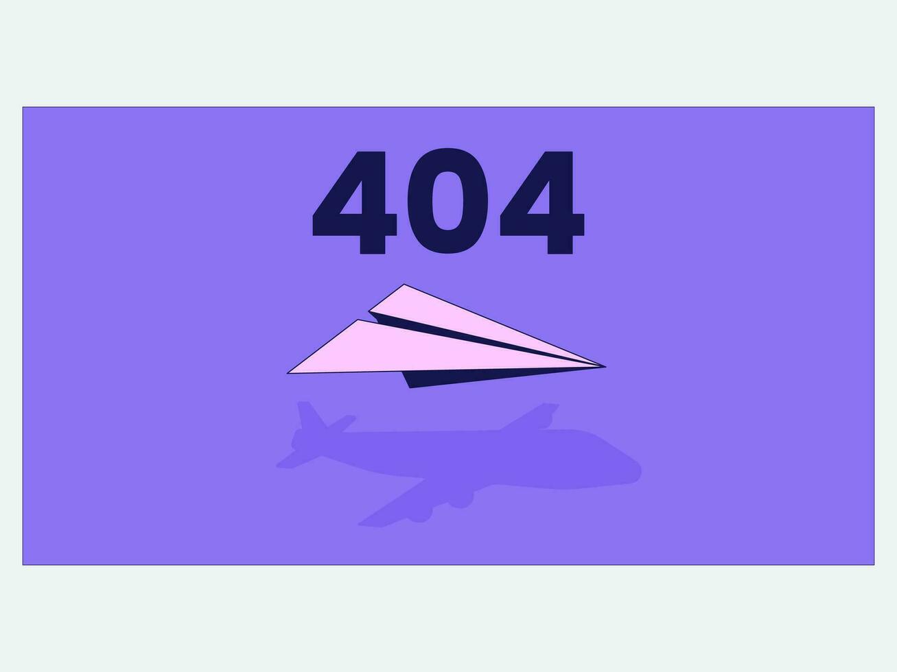 Neon- ästhetisch Illustration Pack Papier Flugzeug mit Schatten Error 404 Illustration vektor
