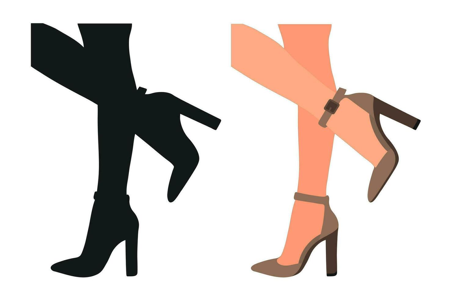 skizzenhaft Bild von das Silhouette von Damen Schuhe. Schuhe Stilettos, hoch Absätze vektor