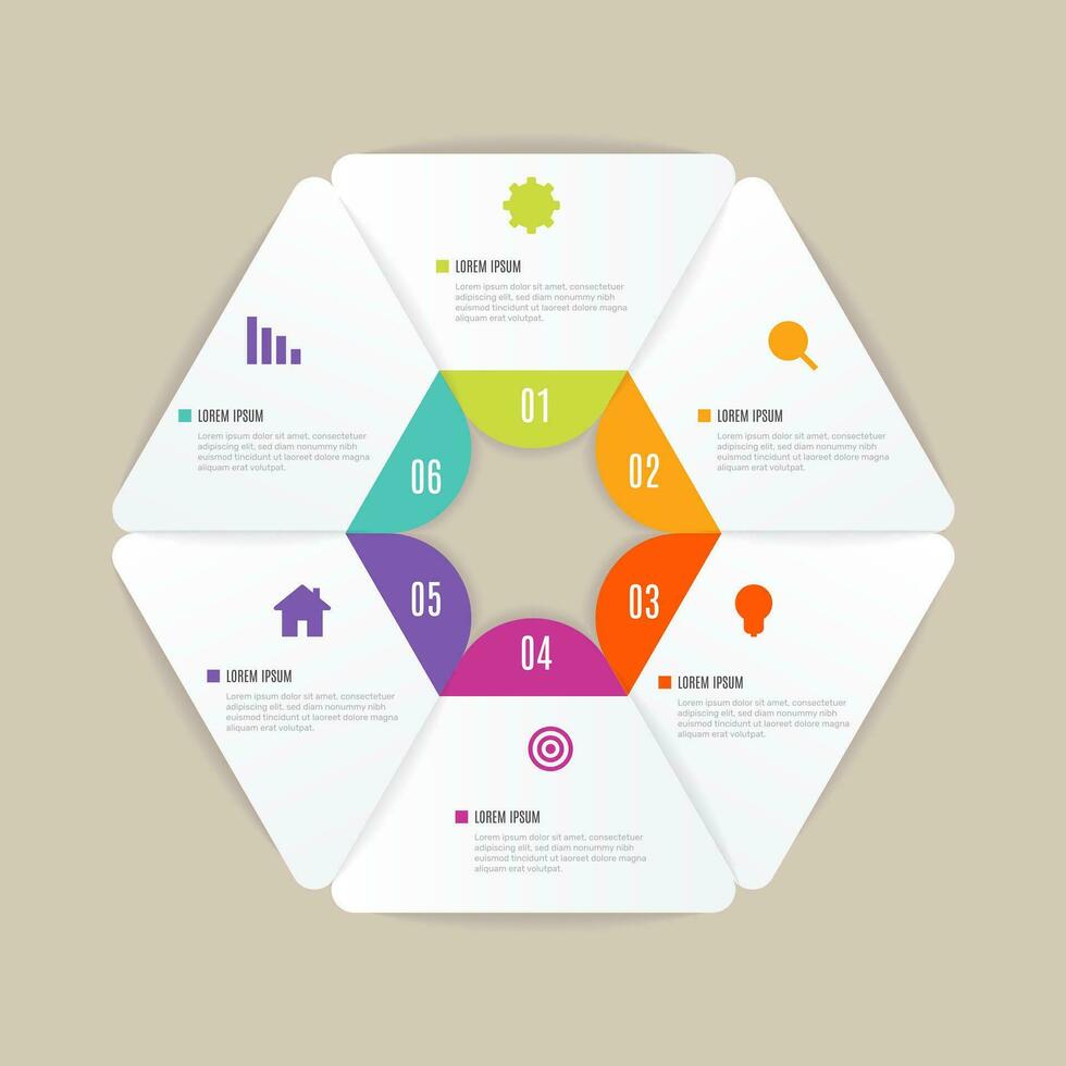 infographic design med färgrik hexagonal element. - vektor. vektor