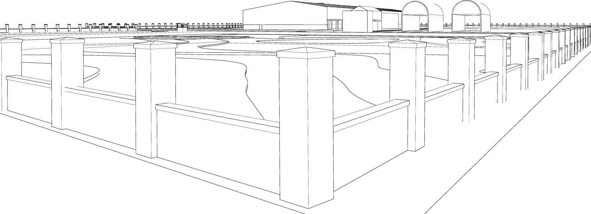 3d illustration av industriell byggnad vektor