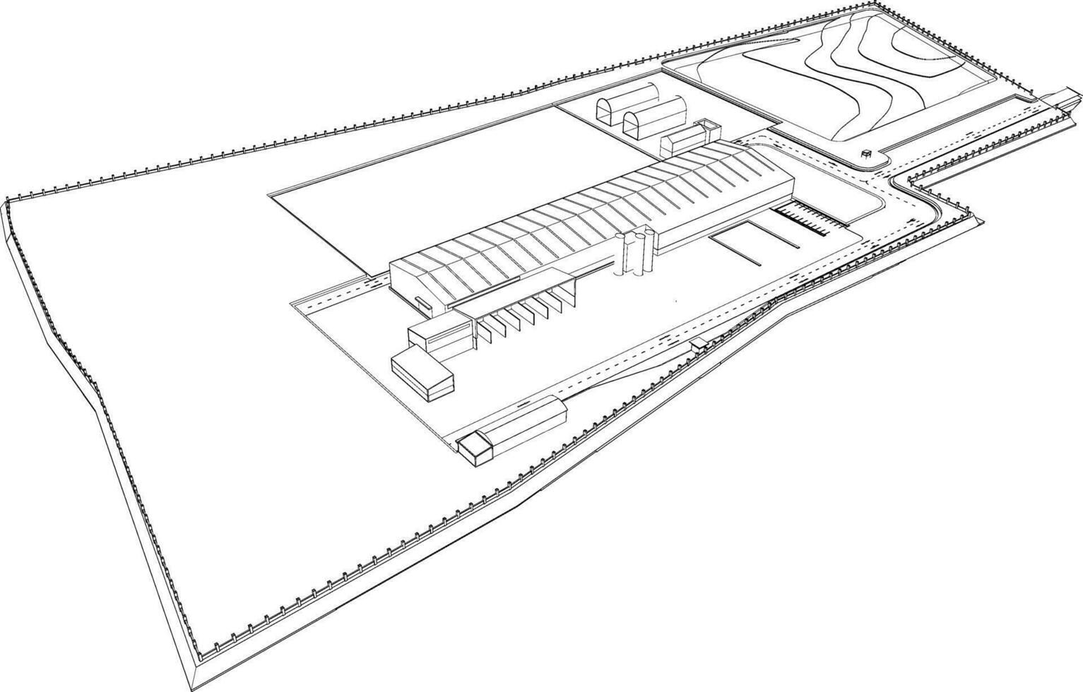 3d illustration av industriell byggnad vektor