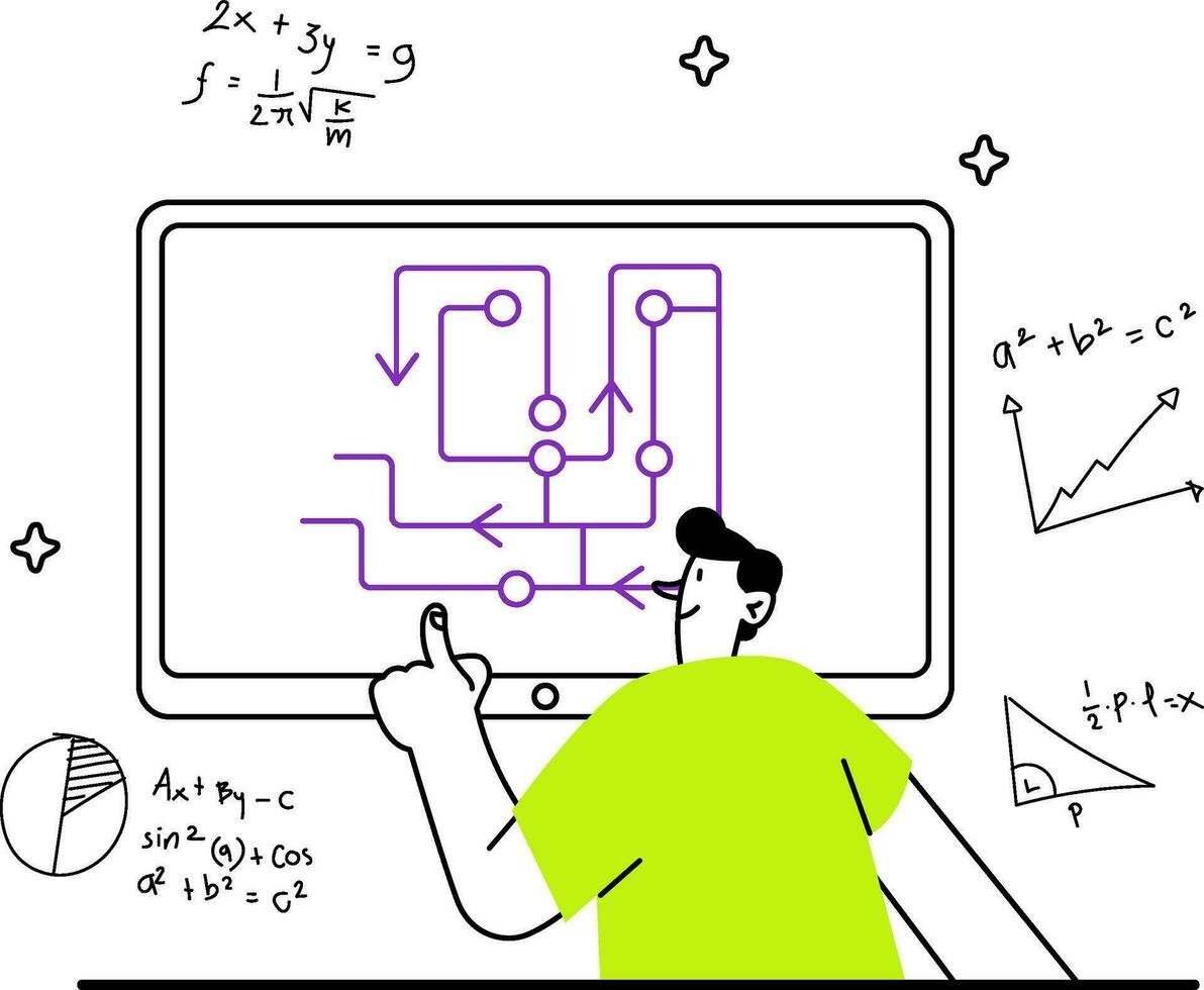 Algorithmus Alchimist Illustration zum uiux, Netz, Anwendung, Infografik, usw vektor