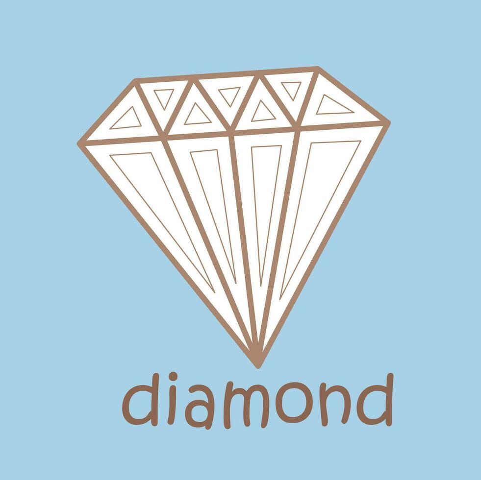 Alphabet d zum Diamant Wortschatz Schule Lektion Karikatur Digital Briefmarke Gliederung vektor