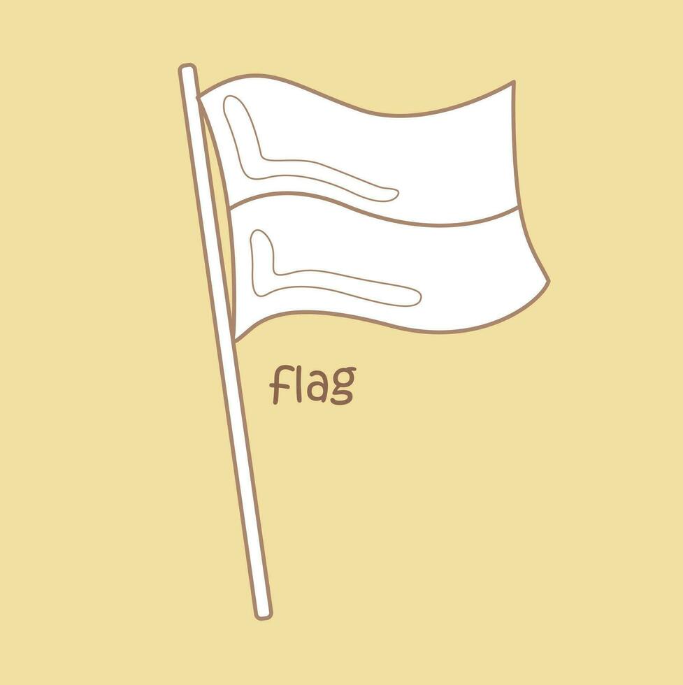 Alphabet f zum Flagge Wortschatz Schule Lektion Karikatur Digital Briefmarke Gliederung vektor