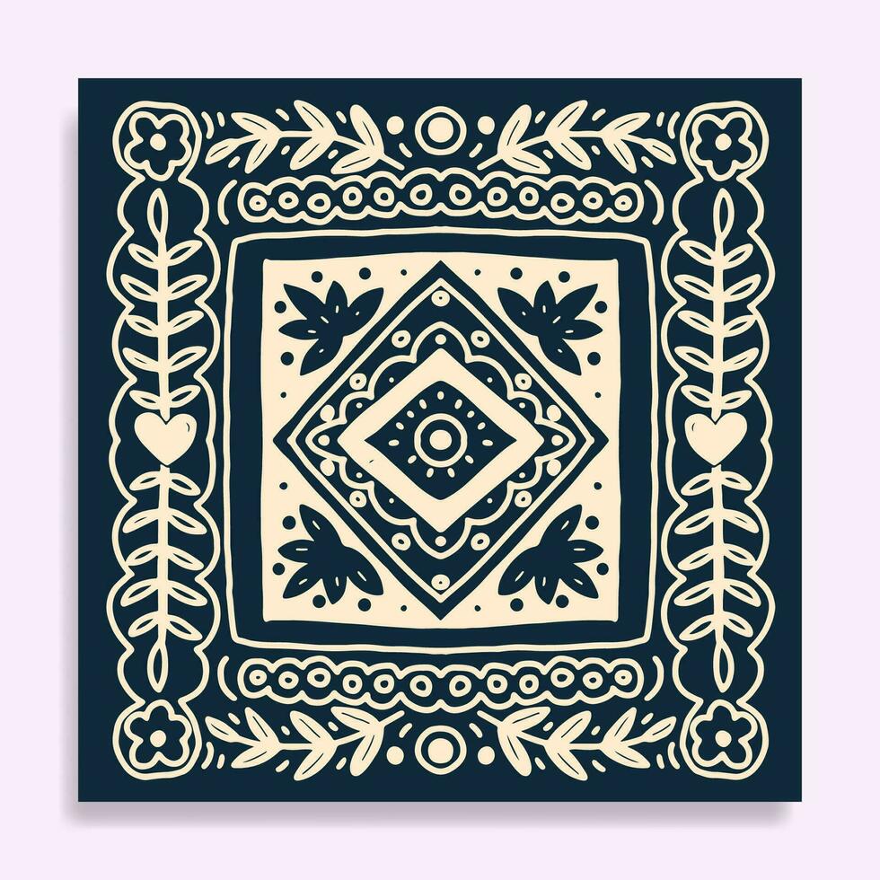 bandana hand dragen botanisk motiv vektor