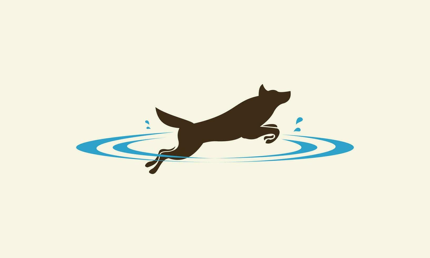 Silhouette Hund Springen Logo Design vektor