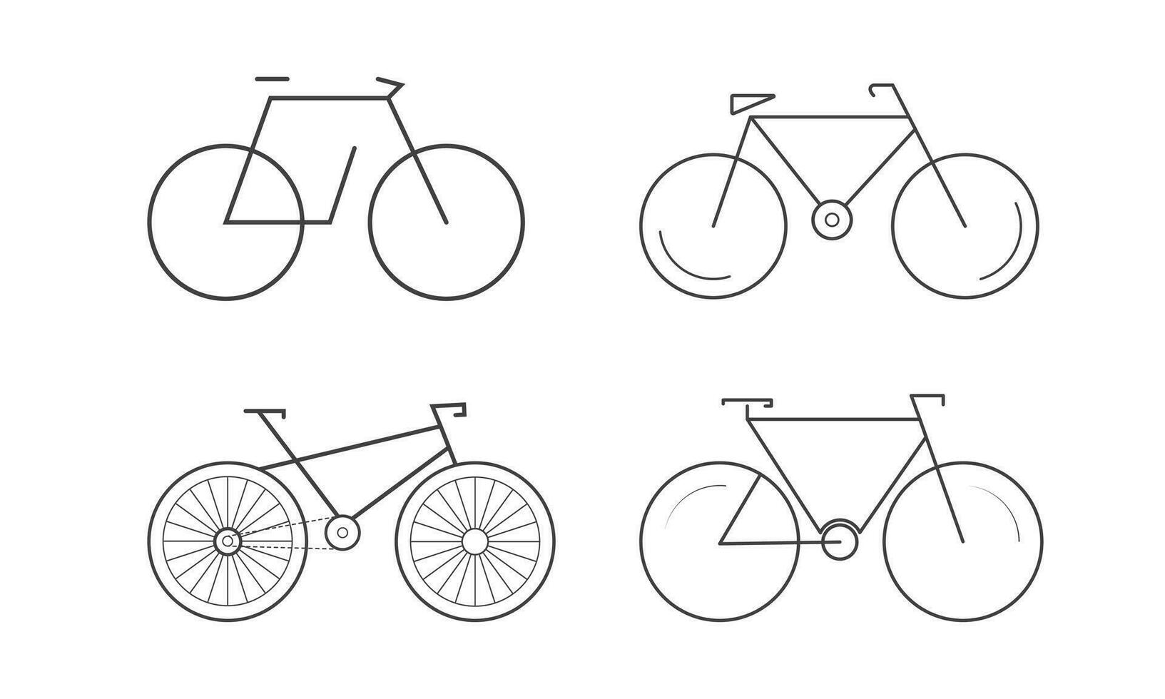 cykel ikon, översikt uppsättning vektor ikoner för webb design