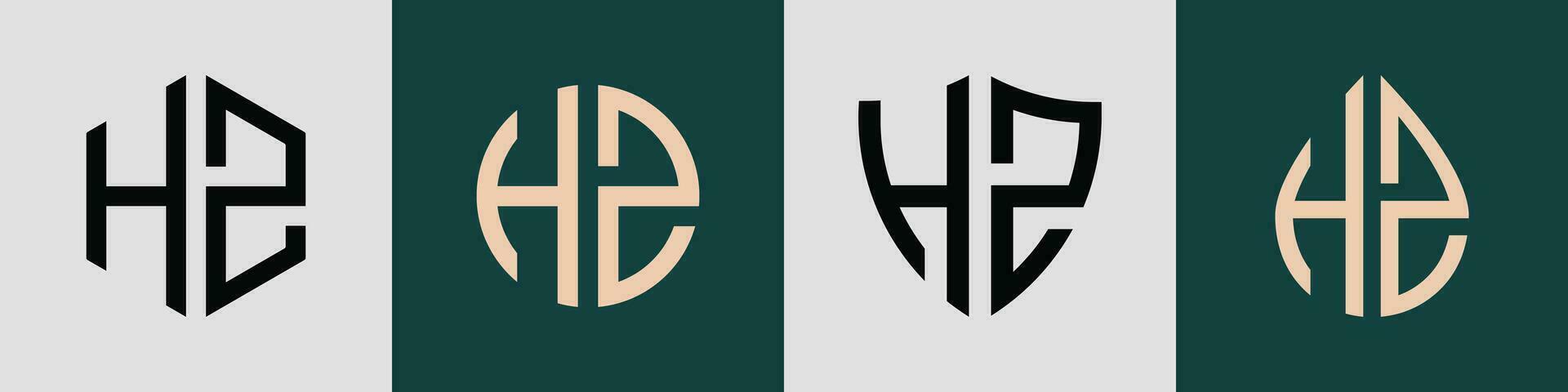 kreativ einfach Initiale Briefe hz Logo Designs bündeln. vektor