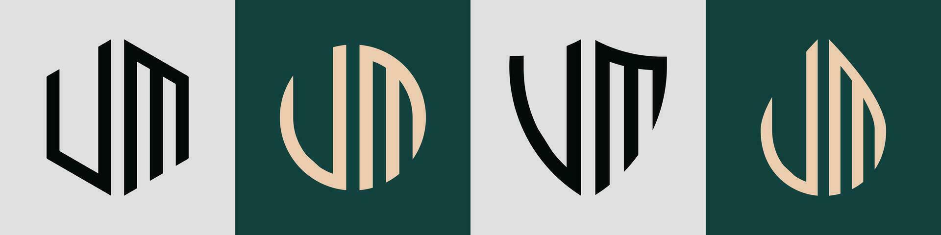 kreativ enkel första brev um logotyp mönster bunt. vektor