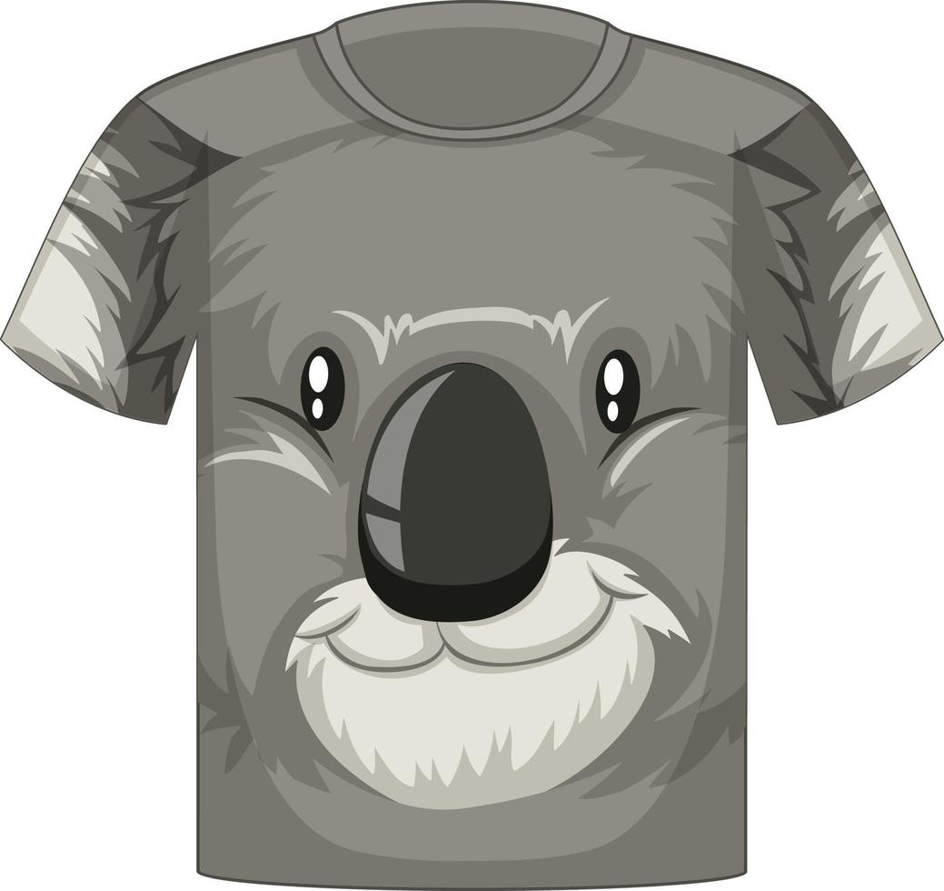 Vorderseite des T-Shirts mit Gesicht im Koala-Muster vektor