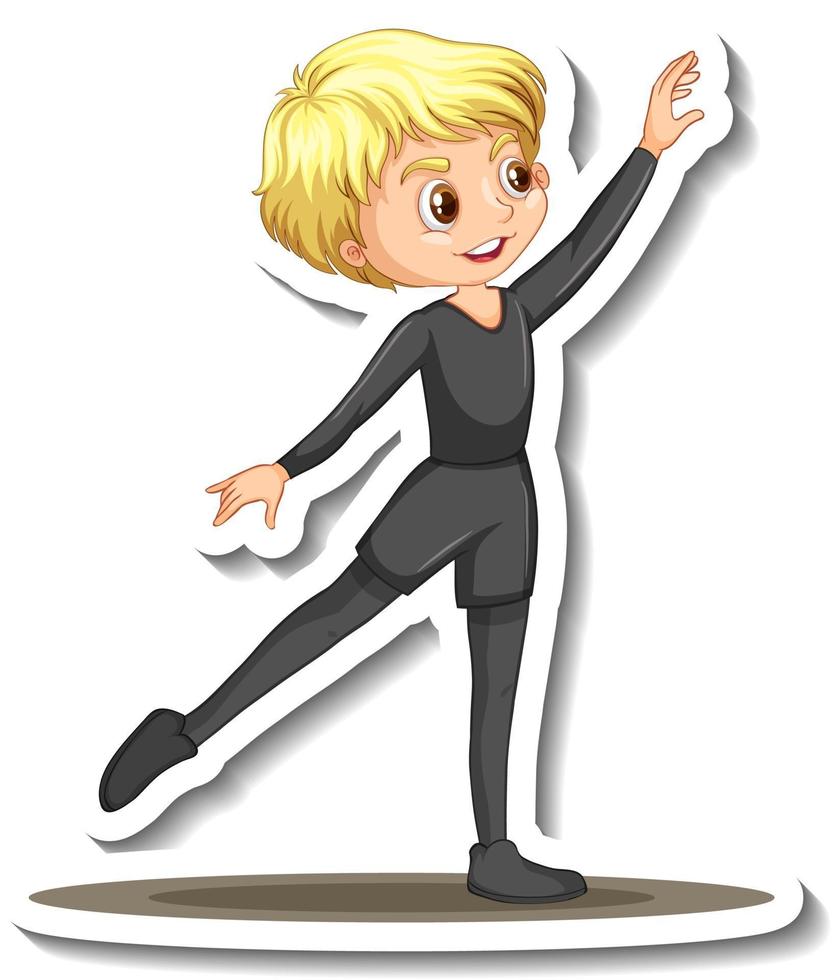 Aufkleber-Design mit einem Ballerin-Jungen tanzt Zeichentrickfigur vektor