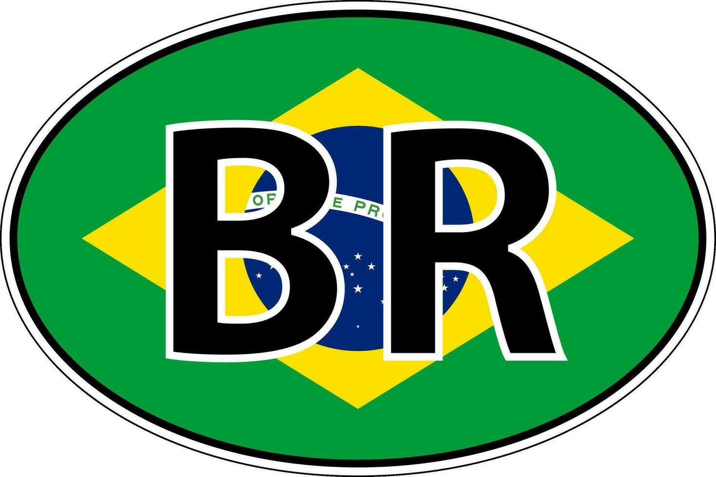 Oval Aufkleber Flagge Brasilien, Vektor iso Code br Zustand Brasilien